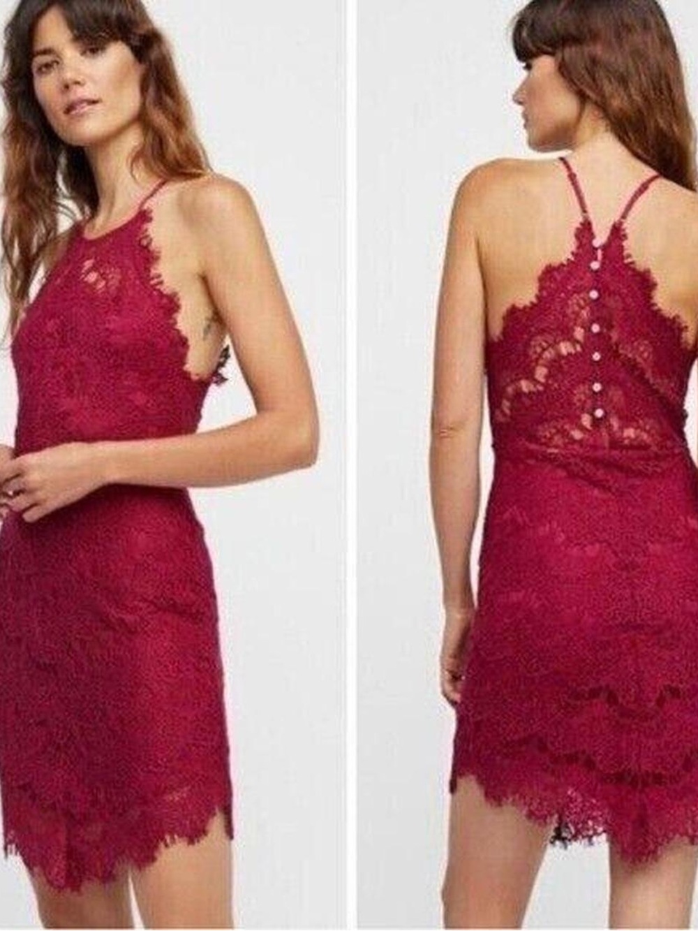 NWT Free People Lace Wine Mini Dress